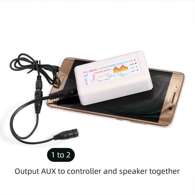 CSY008 RF SPI Music Spectrum Dream Color Controller AUX Input Suitable For WS2812B, SK6812 RGB Addressable LED Strip Lights CSY008 RF SPI Music Spectrum Dream Color Controller AUX Input Suitable For WS2812B, SK6812 RGB Addressable LED Strip Lights